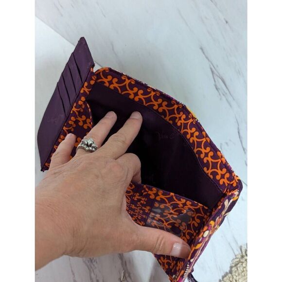 Vera Bradley Orange & Purple Euro Wallet In Safari Sunset Pattern NWT - Picture 6 of 7